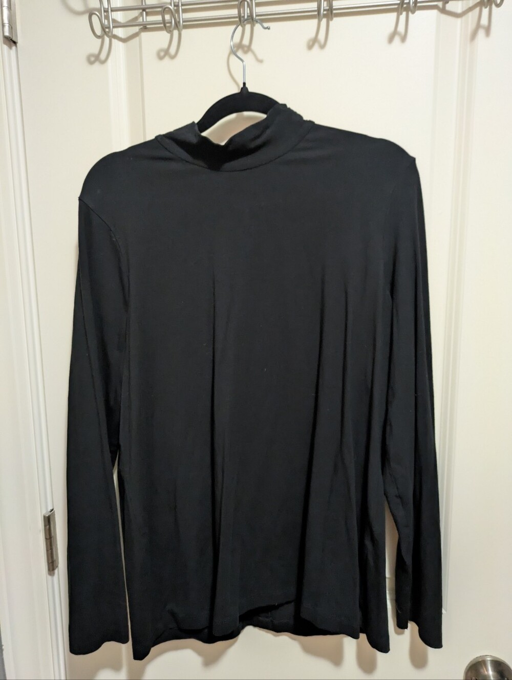 Women's Black Long-Sleeve Mock Neck Sweater
